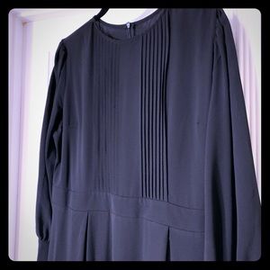 Elegant frill sleeved pleated fit & flare dress